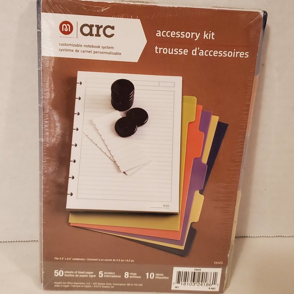 STAPLES  ARC Customizable Notebook Accessory Kit Fits 5.5" x 8.5" NIP